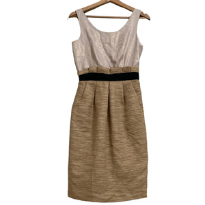 Dolce &‎ Gabbana Scoop Neck Knee Length Gold Midi Dress Size 40 (S)